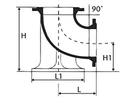 Desenho tcnico Curva de 90 com Flanges e P