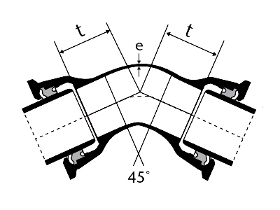 Desenho tcnico Curva de 45 com Bolsas JTI