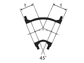 Desenho tcnico Curva de 45 com Flanges