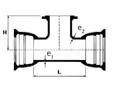 Desenho tcnico T com Bolsas JGS e Flange