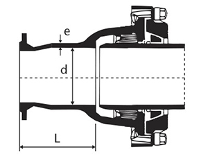 Desenho tcnico Extremidade Flange e Bolsa JTE