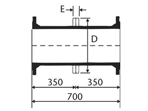 Desenho tcnico Toco com Flanges e aba de vedao e ancoragem